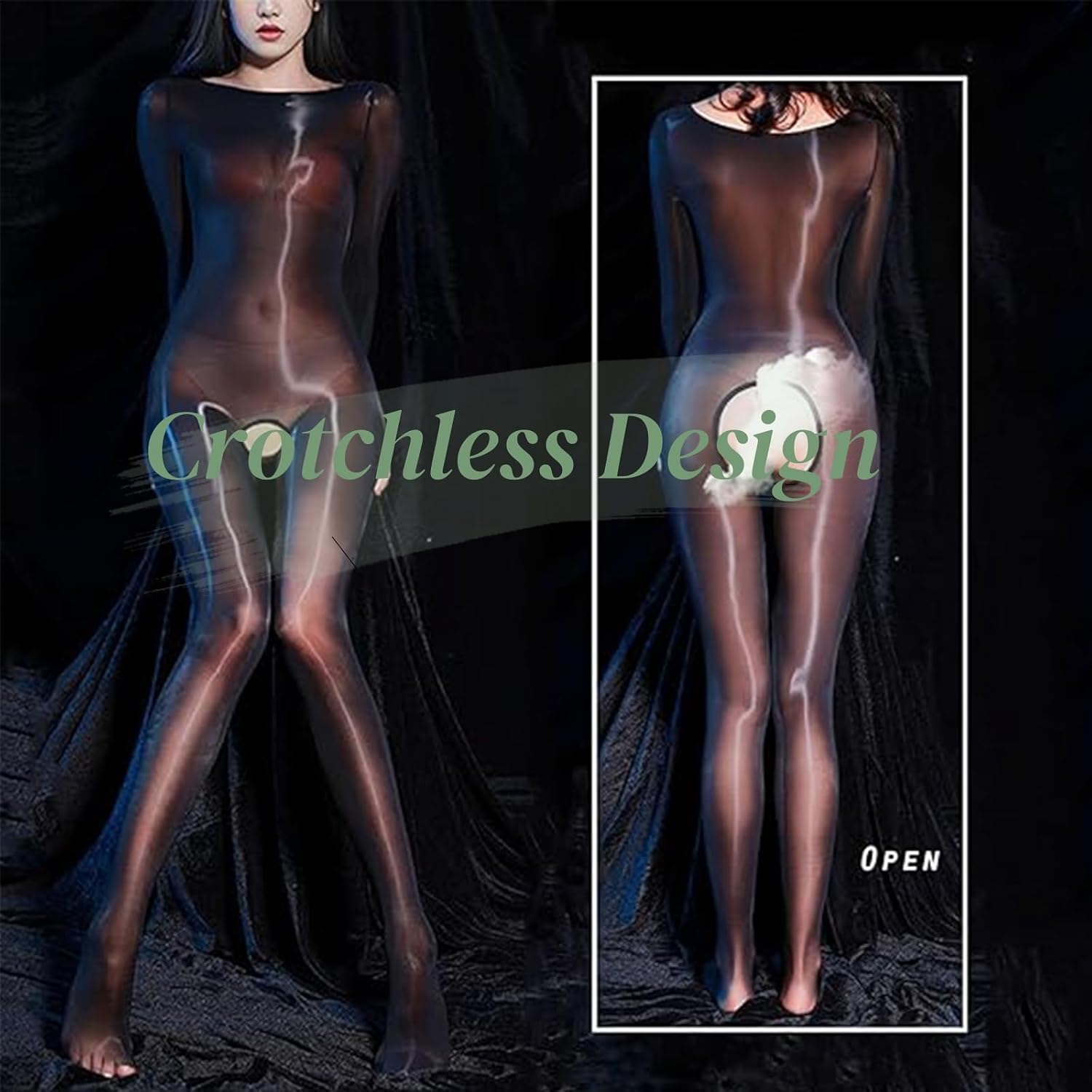 Women's Bodystocking Shiny Body Stockings for Women Sexy Full Body Stocking Oil Shiny Body Stocking
