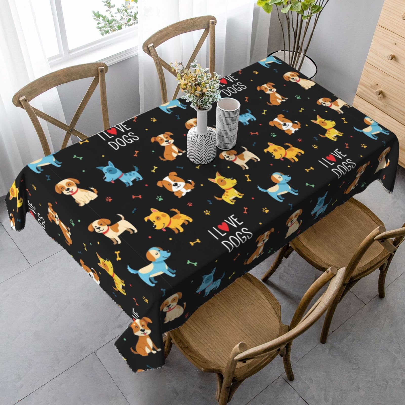 Nappe de table chien étanche 137x183 noire couverture de table repas et banquet