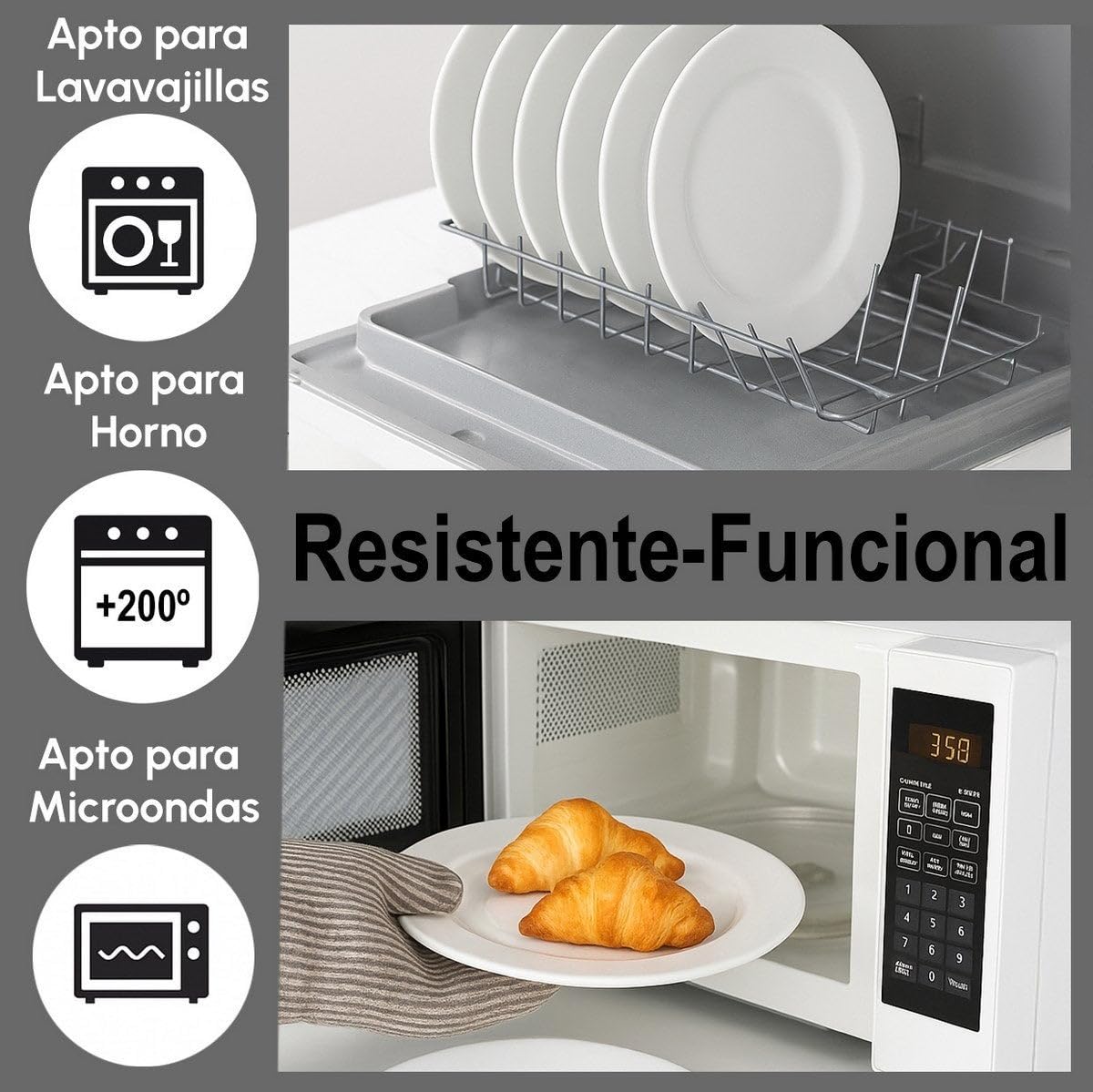 UNIMASA Juego de 12 platos llanos redondos blancos de porcelana de 27 cm. Configura tu vajilla completa moderna para 12 personas a tu gusto