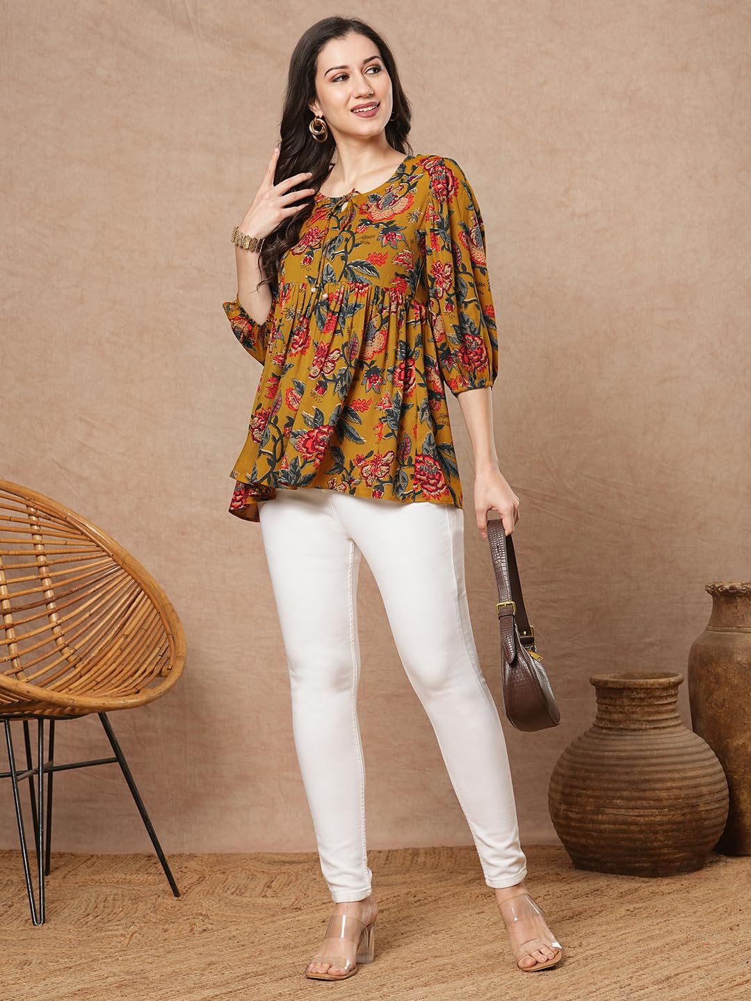 ANNI DESIGNER Shirt für Damen, Damenhemd, Hemd, Tops für Damen, normale Passform, formelle Hemden für Damen, Party-Western-Shirts für Damen, stilvoll, ausgefallene Hemden für Damen, bedruckte Hemden.