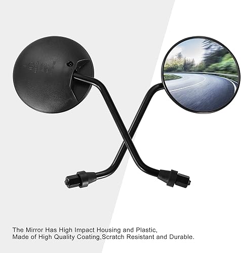Miniatura 4 de GOOFIT - 2 espejos retrovisores universales de plástico redondo de 31100 pulgadas, color negro, para motocicleta scooter todoterreno de 1.66, 2.33,