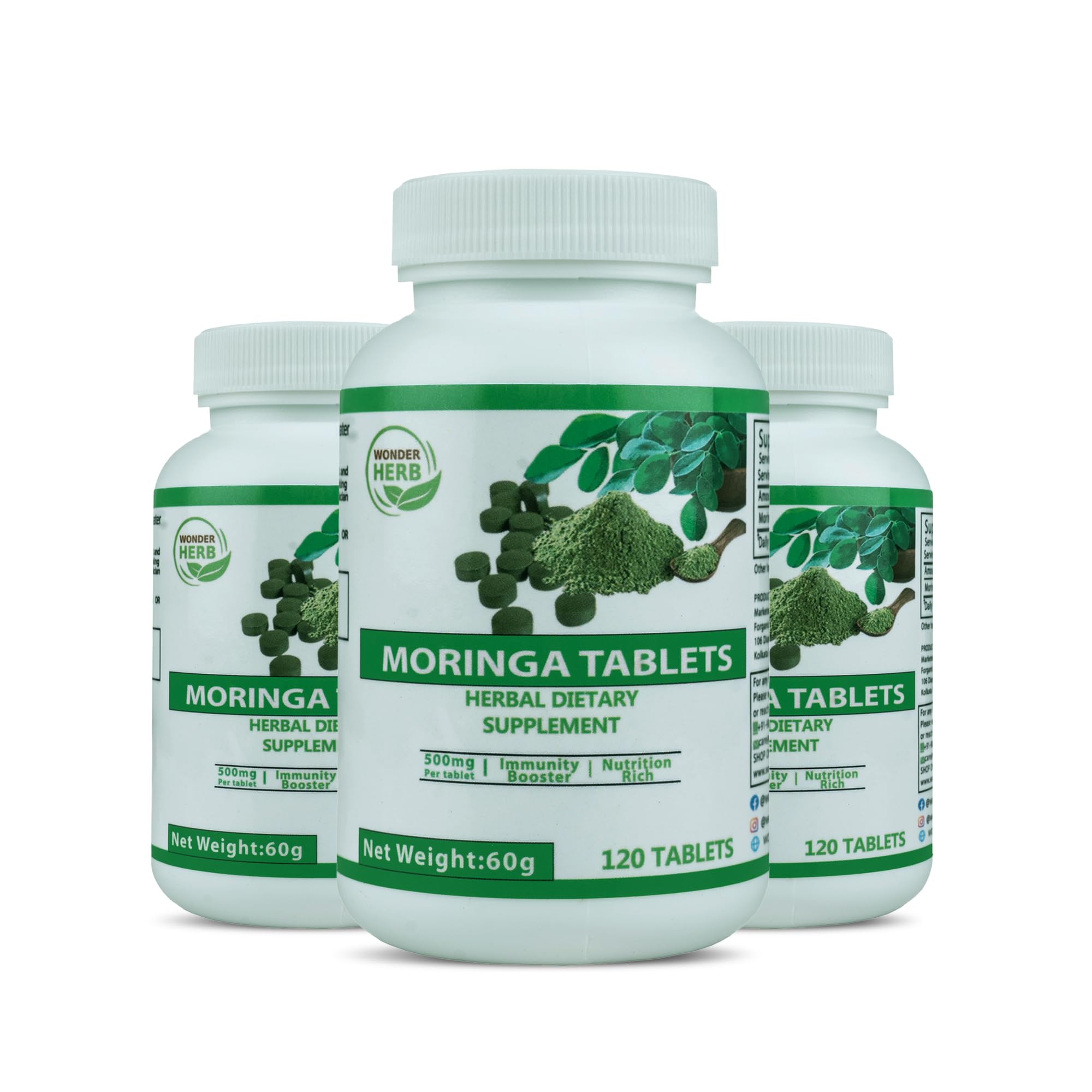 Wonder Herb Moringa Tablets Herbal Dietary Supplement for Weight Loss, Immunity Booster and Plant Based Protein | Natural & Organic Drumstick Leaves Powder 120 Tablets (Pack of 3) (B0CLB6GWDB) Amazon Price History, Amazon Price Tracker