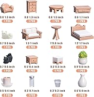 Vista 4 de 23 Pieces Dollhouse Mini Furniture Decoration Set DIY Accessories Including Dining Room Sitting Living Bedroom Toys for Baby Children Girls