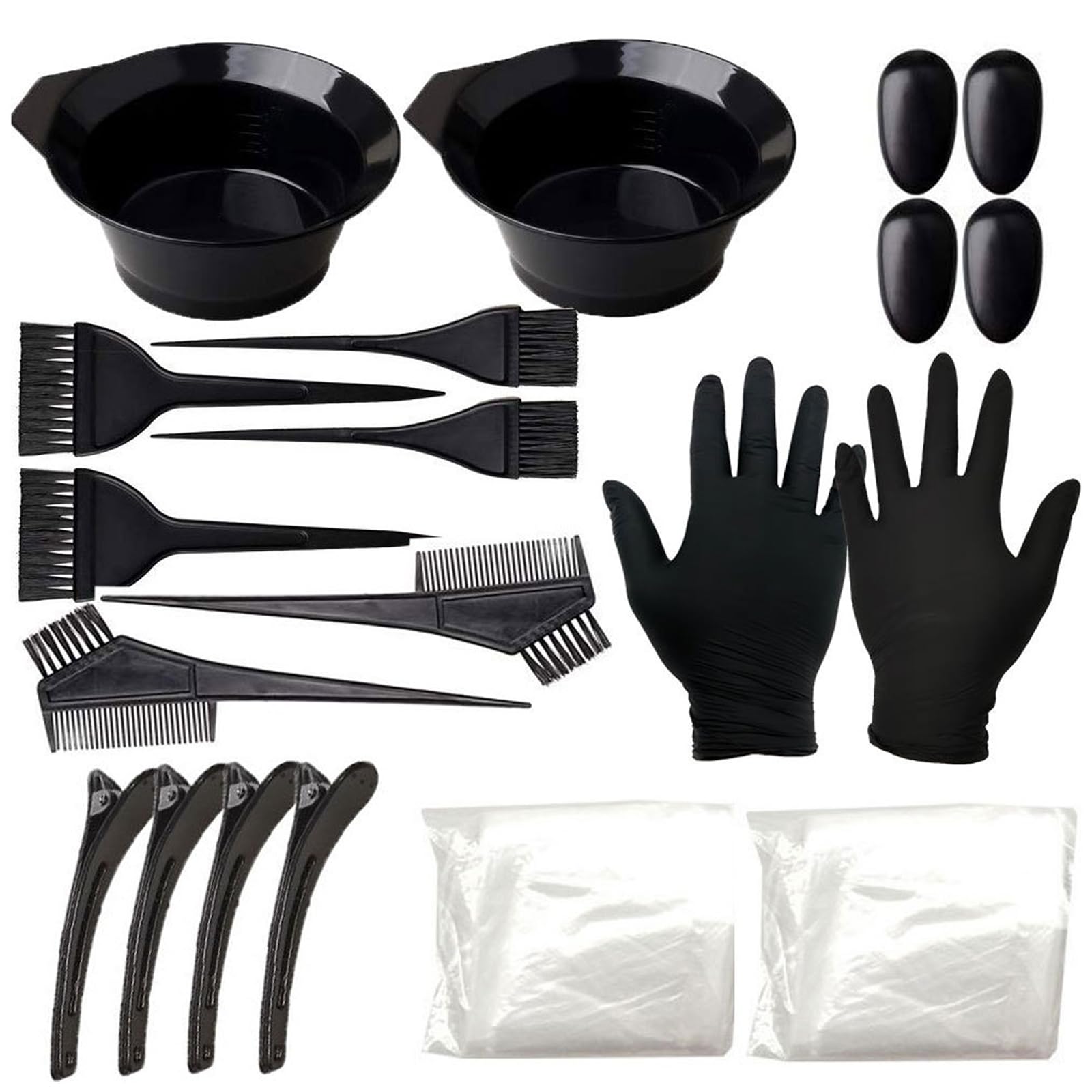 22 Pezzi Kit di Pennello per Tinta Capelli, Set Tinta Capelli, Kit di Tintura per Capelli, Kit Strumenti per Colorare Capelli Con Pettine, Ciotola, Guanto, Copri Orecchie, Pennelli per Salone