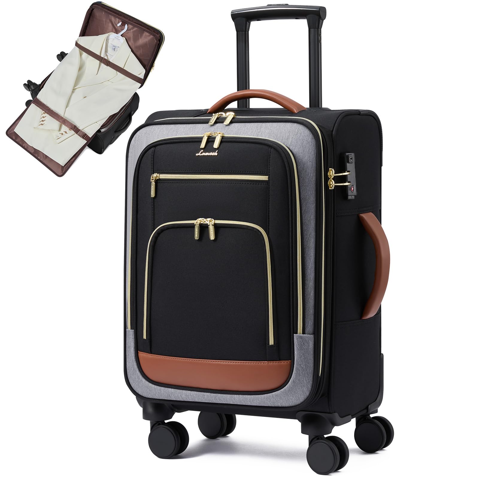 LOVEVOOK Carry on Luggage with Garment Bag