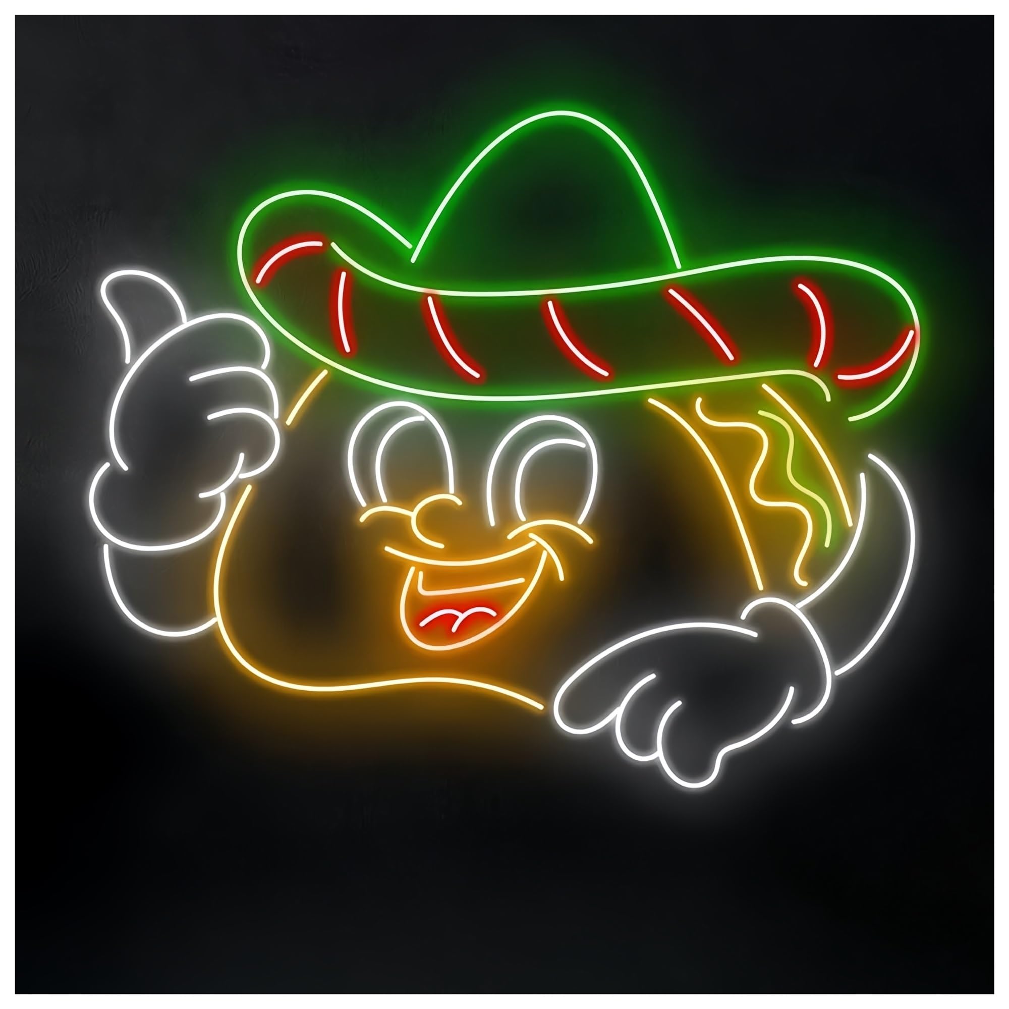 SHOUXI Sign Lamp Mexican Tacos Neon Sign Fast Food Restaurant Room Wall Decor Mexican Food Tacos Store Light(63CM)