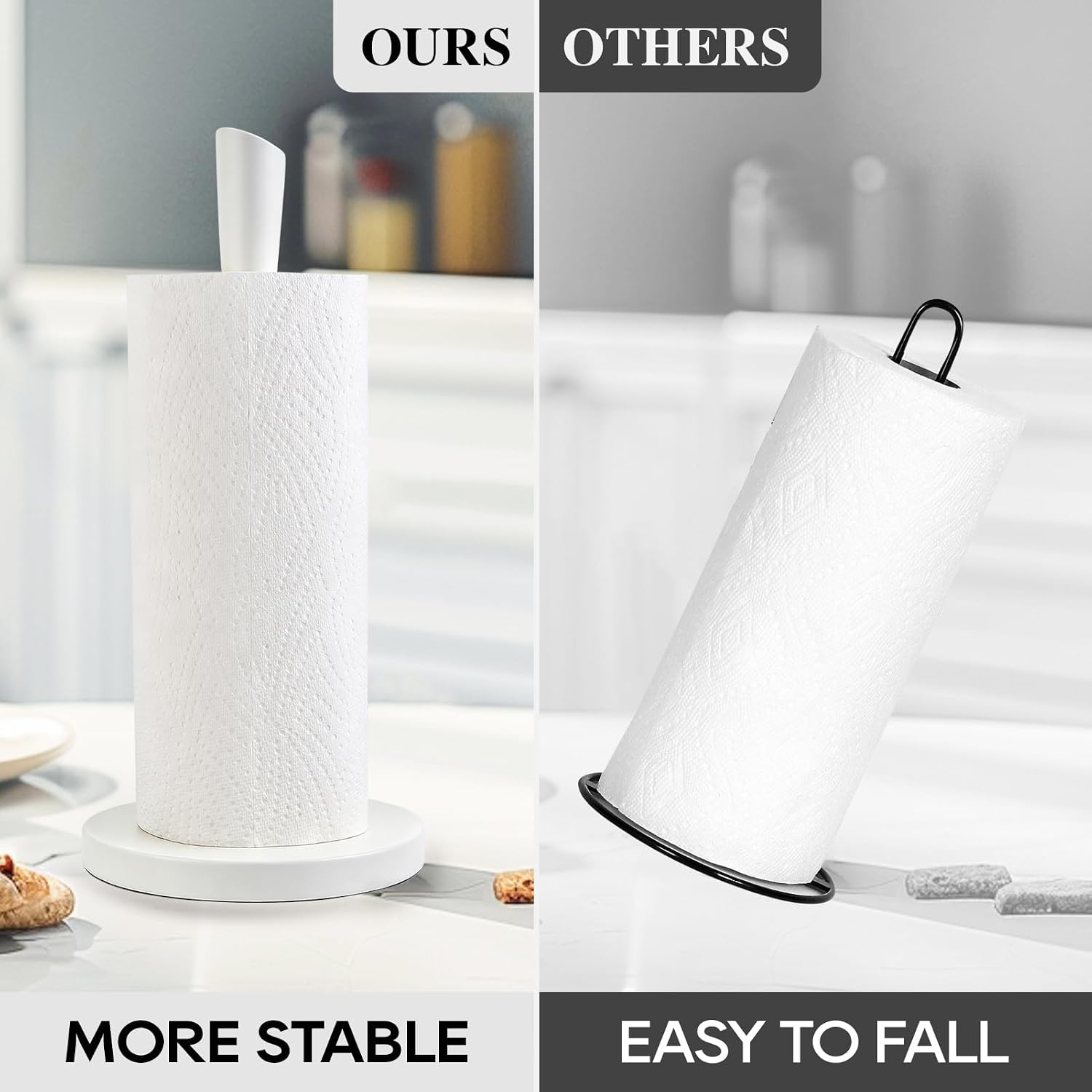 JOGREFUL Stainless Steel Paper Towel Holder, Kitchen Countertop Stand White image 5