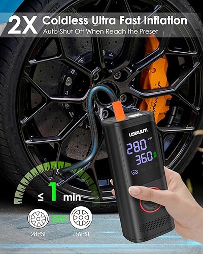 Miniatura 3 de Inflador de neumáticos, compresor de aire portátil de 160 PSI, apagado automático, bomba de aire inteligente para neumáticos de automóvil, inflado 2