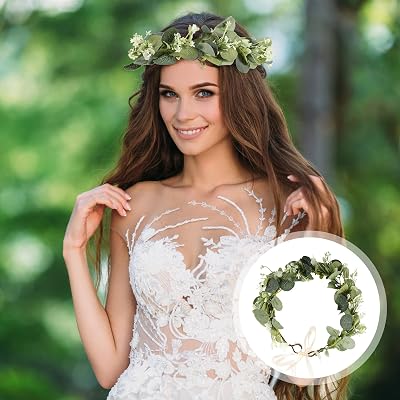 HEALLILY Bridal Green Leaf Hair Wreath Eucalyptus Benin | Ubuy