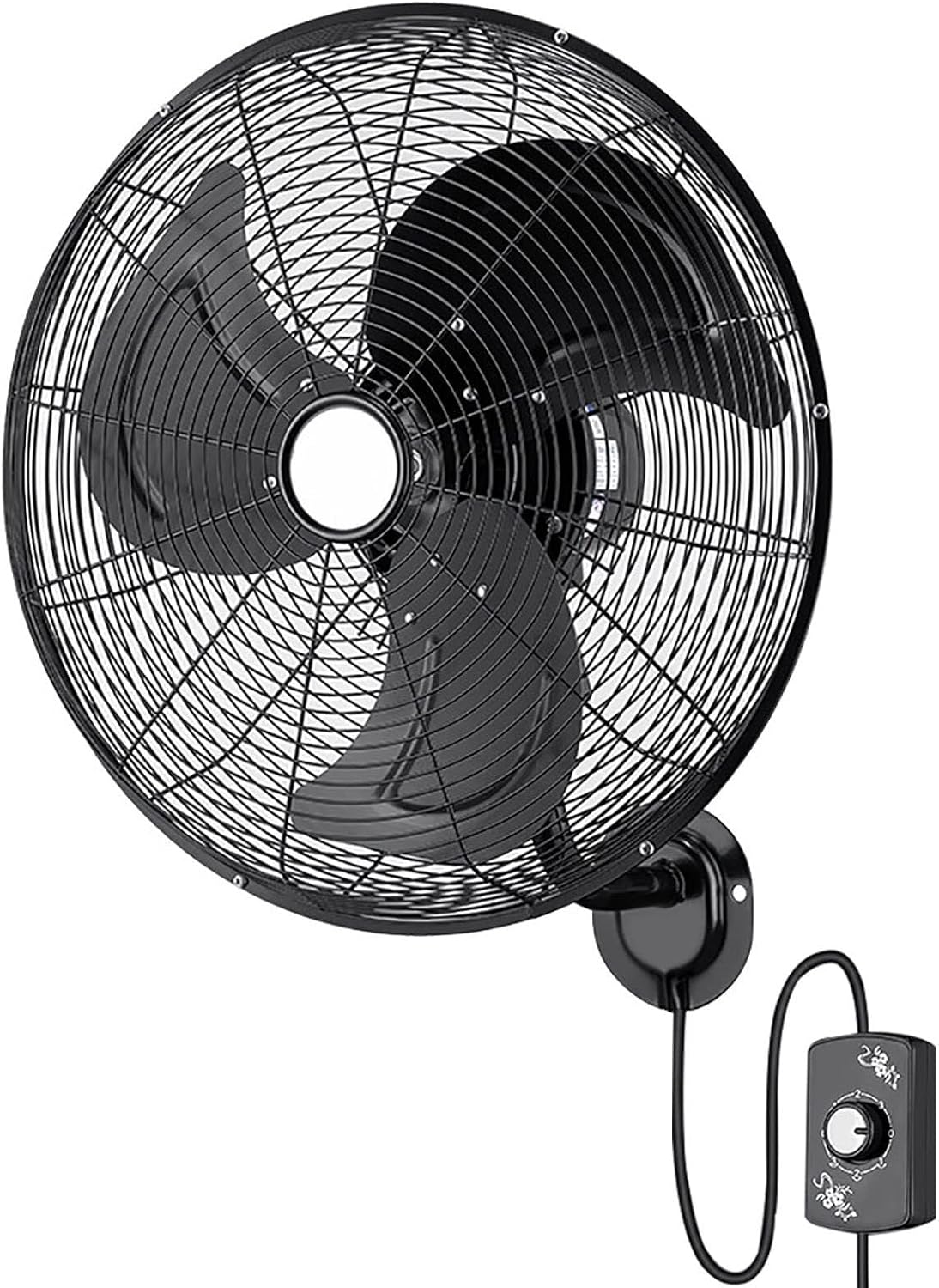 20in Industrial Wall Mount Fan, 120° Oscillating, 3-Speed Metal Fan with Adjustable Tilt, Remote Control for Warehouse, Workshop, Greenhouse, and Basement Cooling
