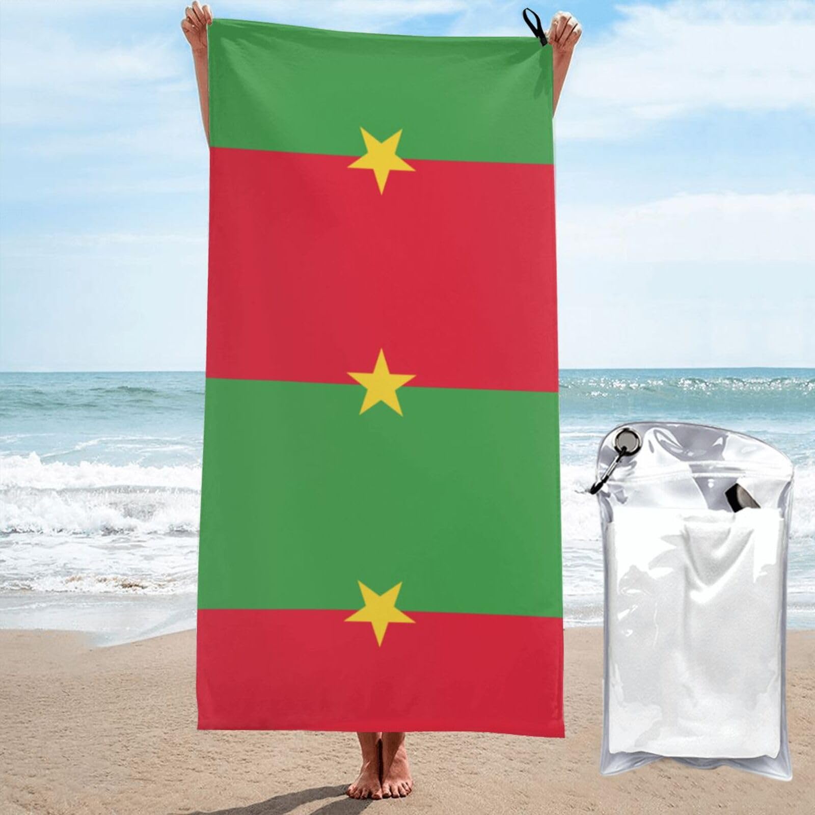 Burkina Faso Flaga Nadruk Mikrofibra Lekki Duży Rozmiar Kompaktowy Ręcznik