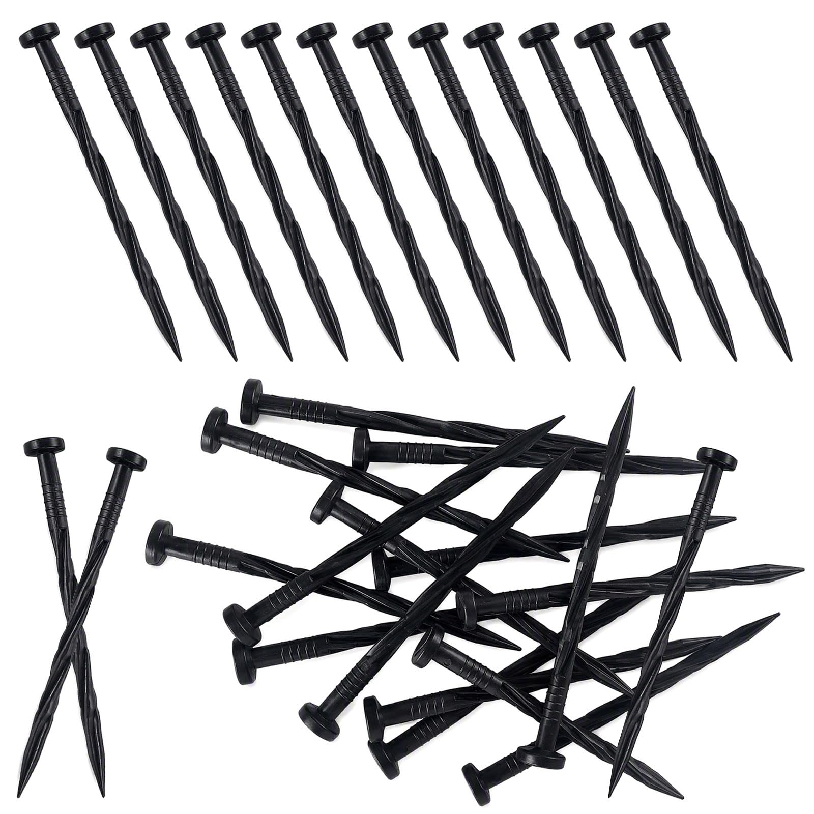 30 Pack Artificial Grass Pegs, 5.8 Inch Plastic Garden Spikes & Ground Stakes for Landscape Edging, Weed Membrane Pegs, Astro Turf Pins, Fake Grass Nails, Rust-Proof Anchoring Pins