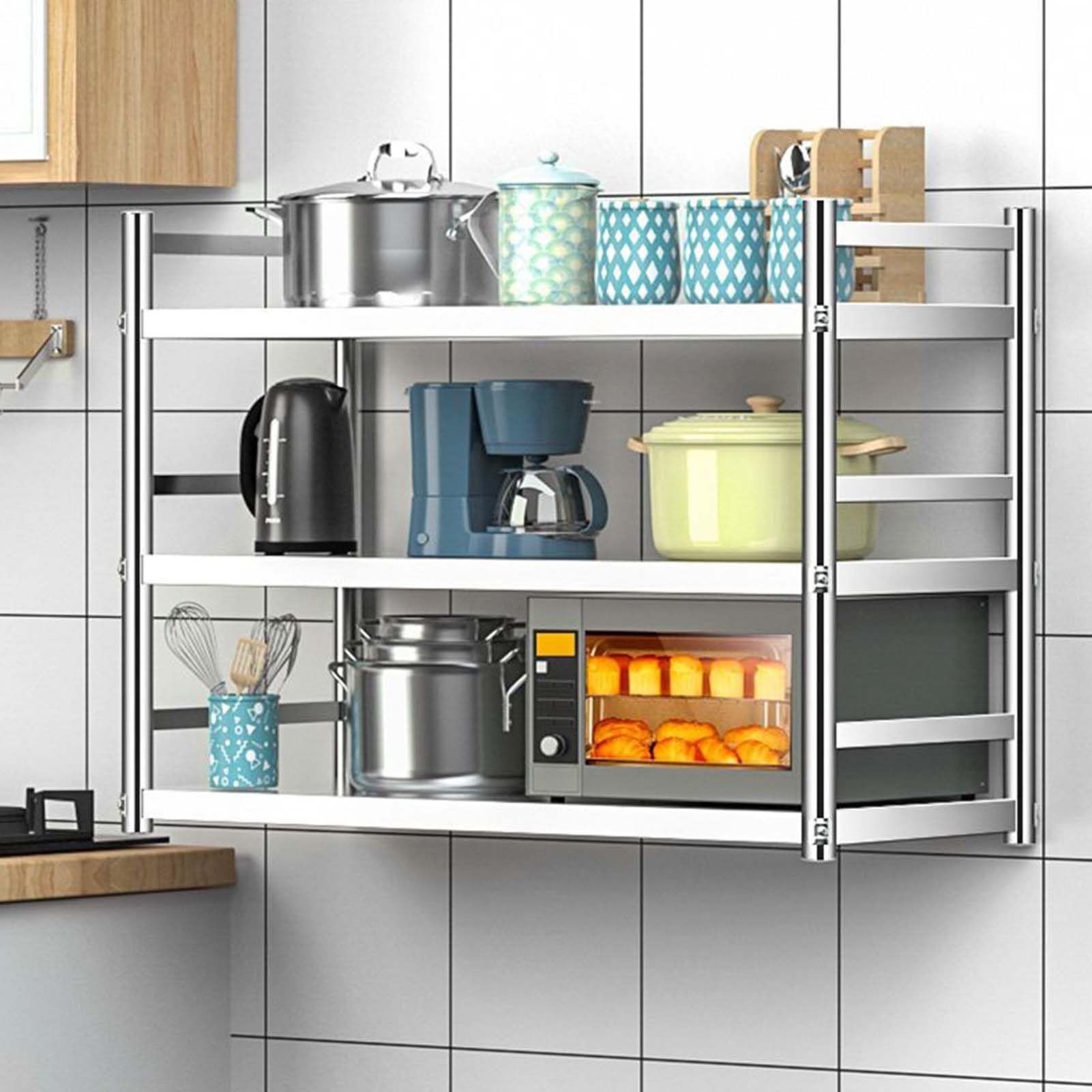 Étagère de cuisine murale pour épices et bocaux suspendus