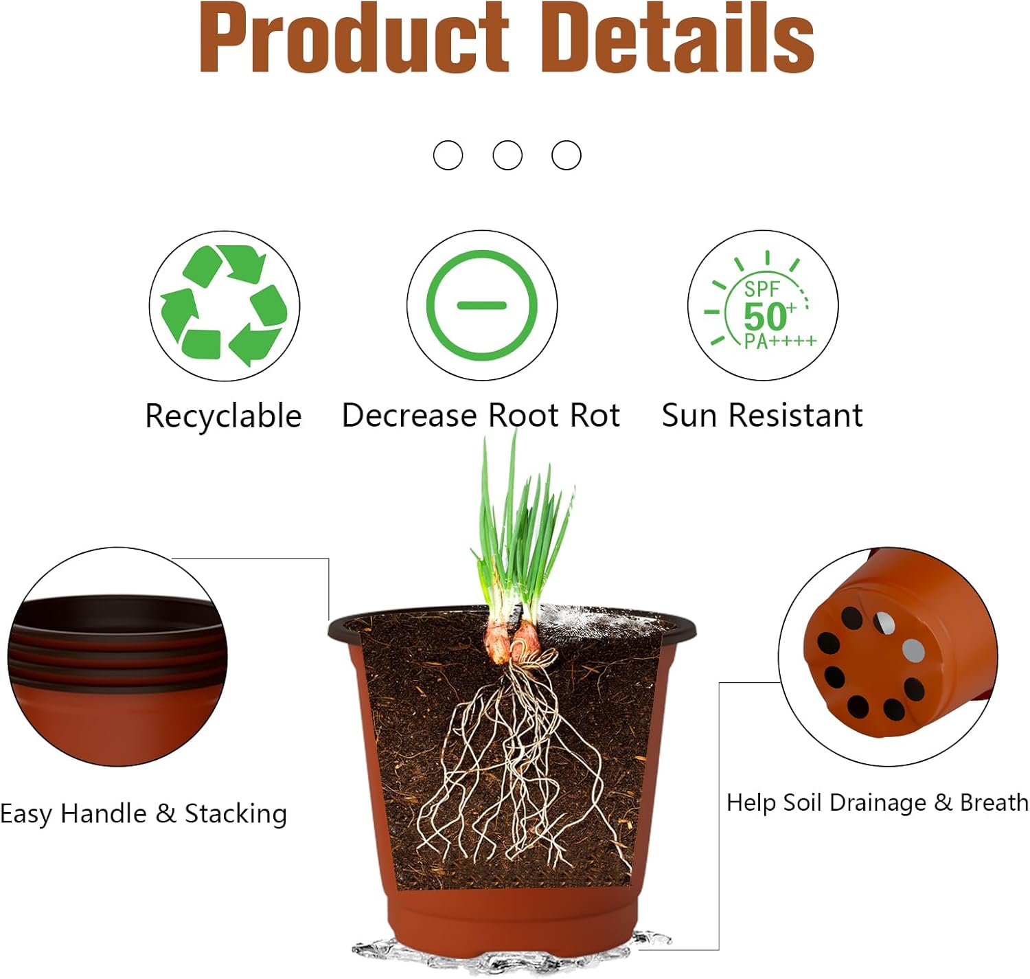 40 PCS Plant Nursery Pots 4 Inch Plant Seedling Pots with Drainage Holes Plastic Plant Flower Pot Small Plastic Seed Starting Pot Starter Containers Office Home Indoor Outdoor - Image 6