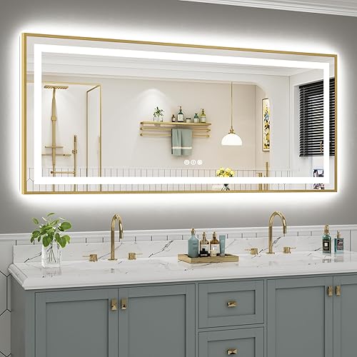 Miniatura 81 de Espejo de baño LED de 24 x 32 pulgadas con luces, retroiluminado y frontal iluminado, espejo de tocador de baño con luz antiniebla para pared