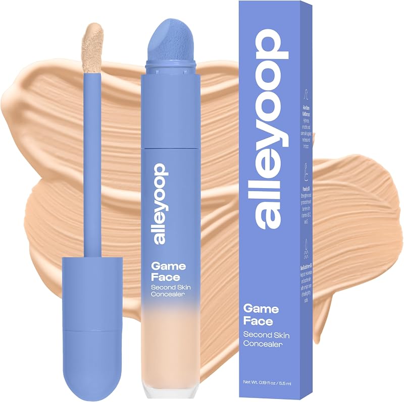Alleyoop Game Face Makeup Concealer, Crease-Proof Makeup, Standout | Concealer Full Coverage, Lightweight Face Makeup, Buildable Acne Safe Concealer, Hydrating Cream Formula with Aloe Stem Cell