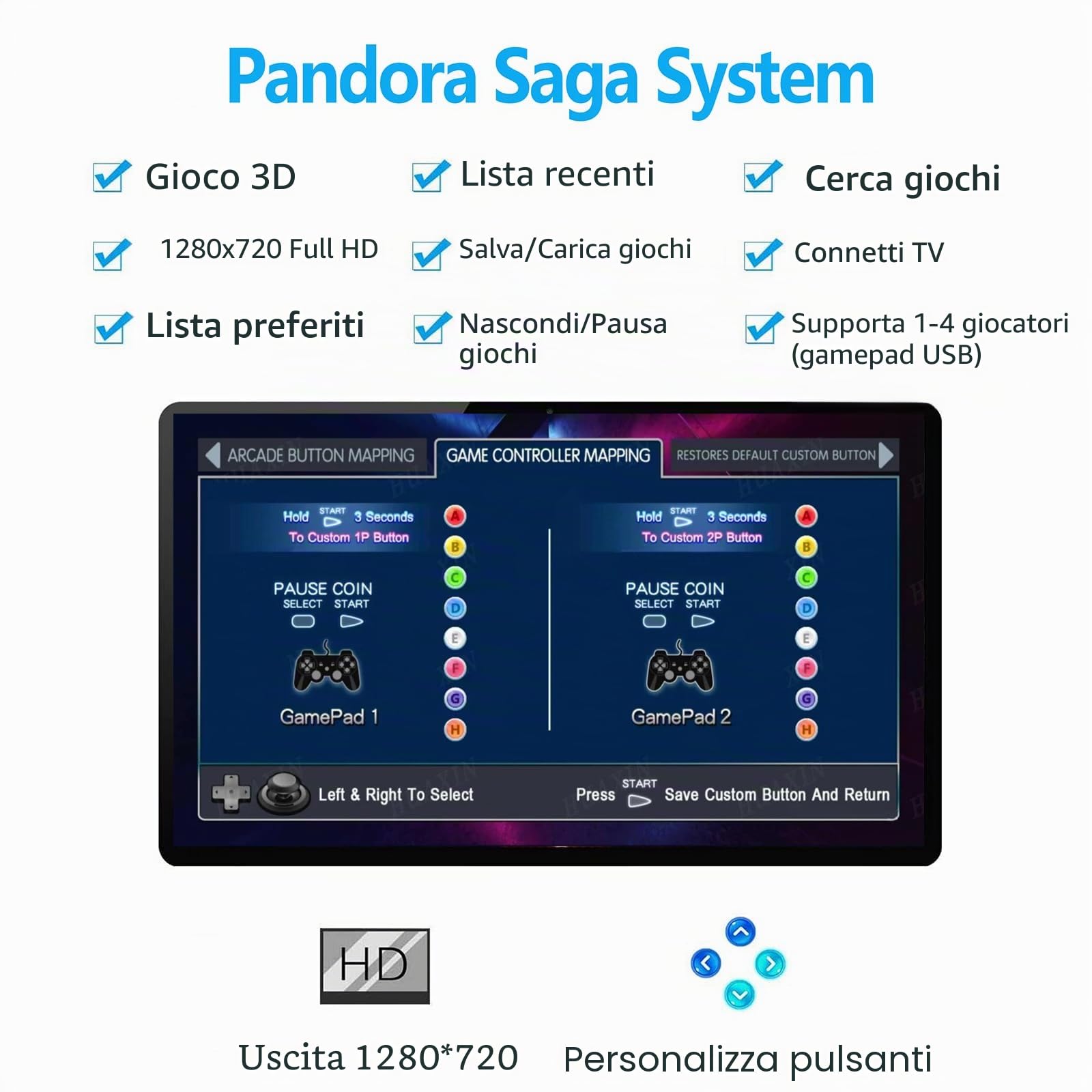 Console di gioco arcade portatile 26800 in 1 con schermo HD da 17,5 pollici, doppio lettore Pandoras Box DX, macchina per videogiochi retrò, cerca/nascondere/salvare/caricare/mettere in pausa giochi