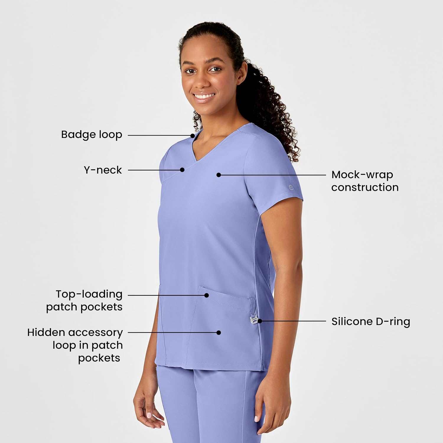 Wink W123 Women's Y-Neck Wrap Scrub Top