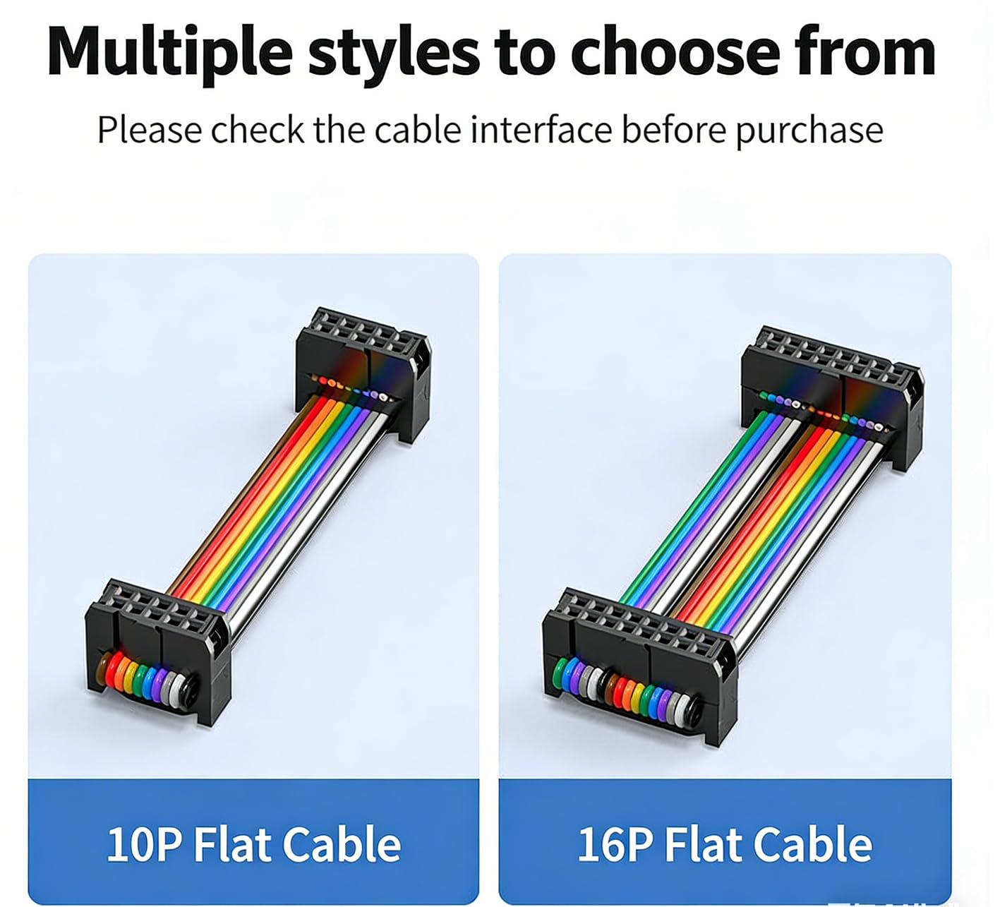 IDC Ribbon Cable 2.54mm 20Pin - 2-Pack Rainbow FPC Flex Wire, 0.1m for LED Screen Repair & JTAG Download