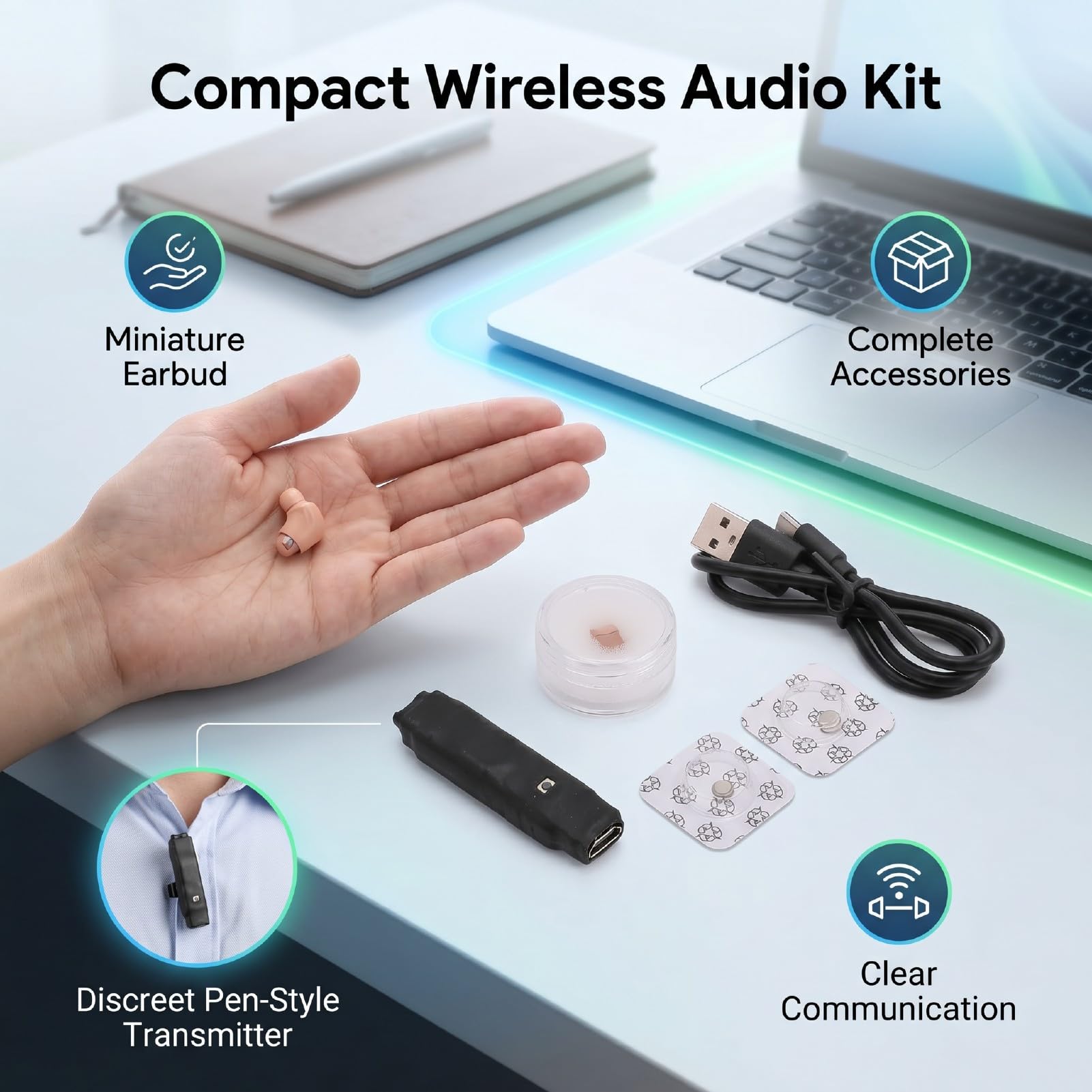 Mini auricolare senza fili con microfono trasparente per l'uso quotidiano