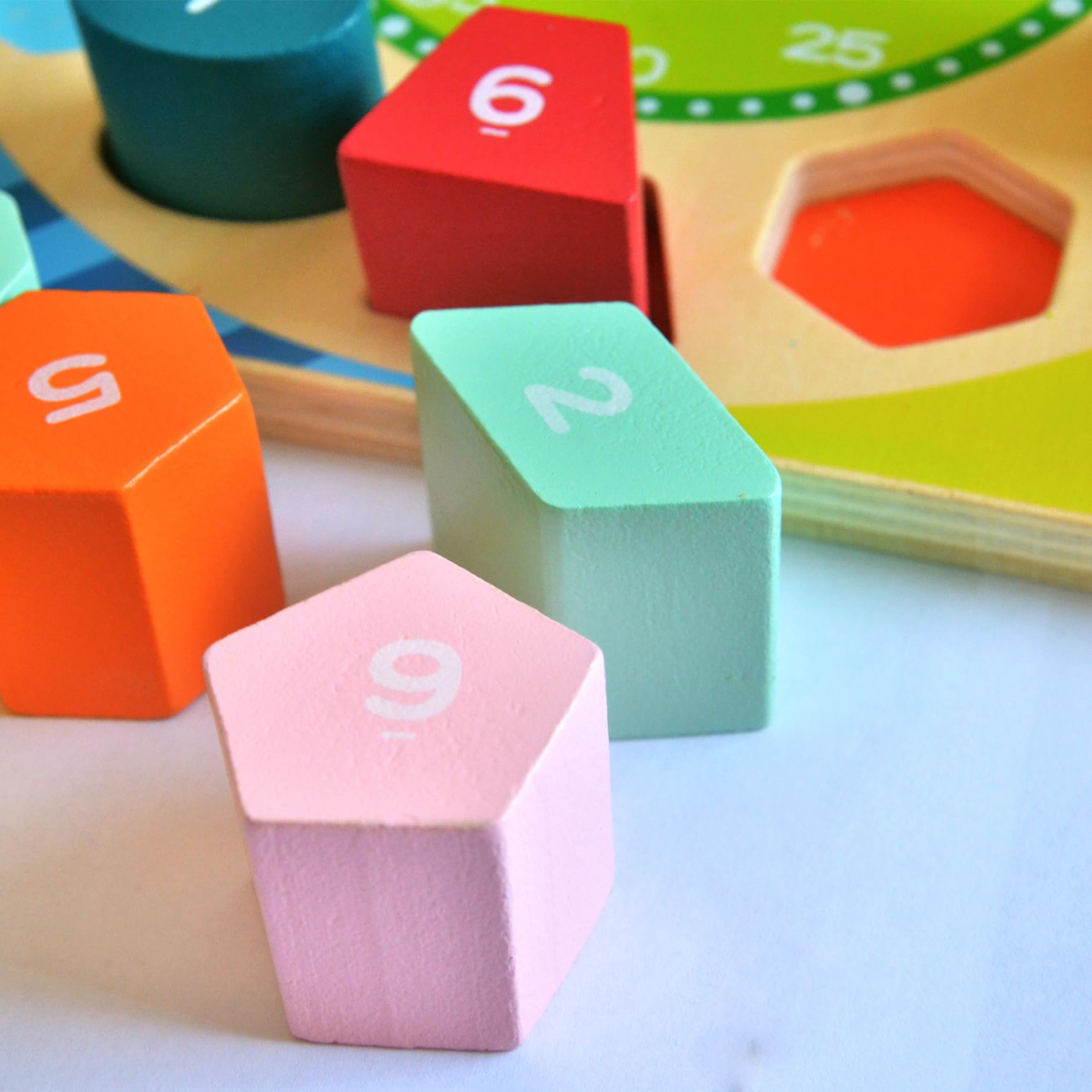 Orologio di Legno forma Smistatore di forme Puzzle giocattolo che insegna il tempo, il numero e le forme - Regali di Compleanno Educativi Montessori 18M+per Bambini