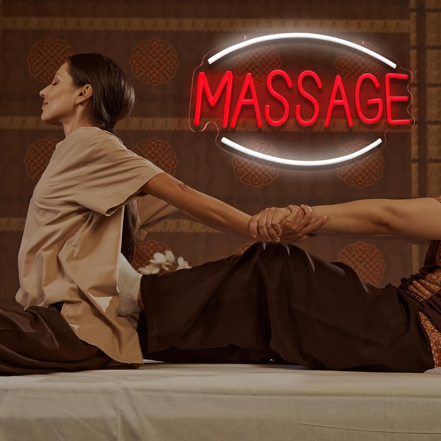 Massage Neon Sign Massage LED Light Dimmable Wall Decor Massage Shop Salon Store Man Cave Massage Decoration 17.2 * 11.2 Inch