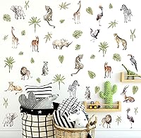 Vista 10 de Calcomanías de pared de animales del bosque, calcomanías de pared de animales de dibujos animados, pinos verdes, ciervos, osos, bosques, decoración