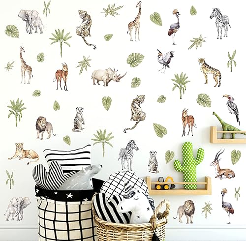Miniatura 10 de Calcomanías de pared de animales de safari calcomanías de pared de animales de la selva calcomanías de pared grandes de animales salvajes