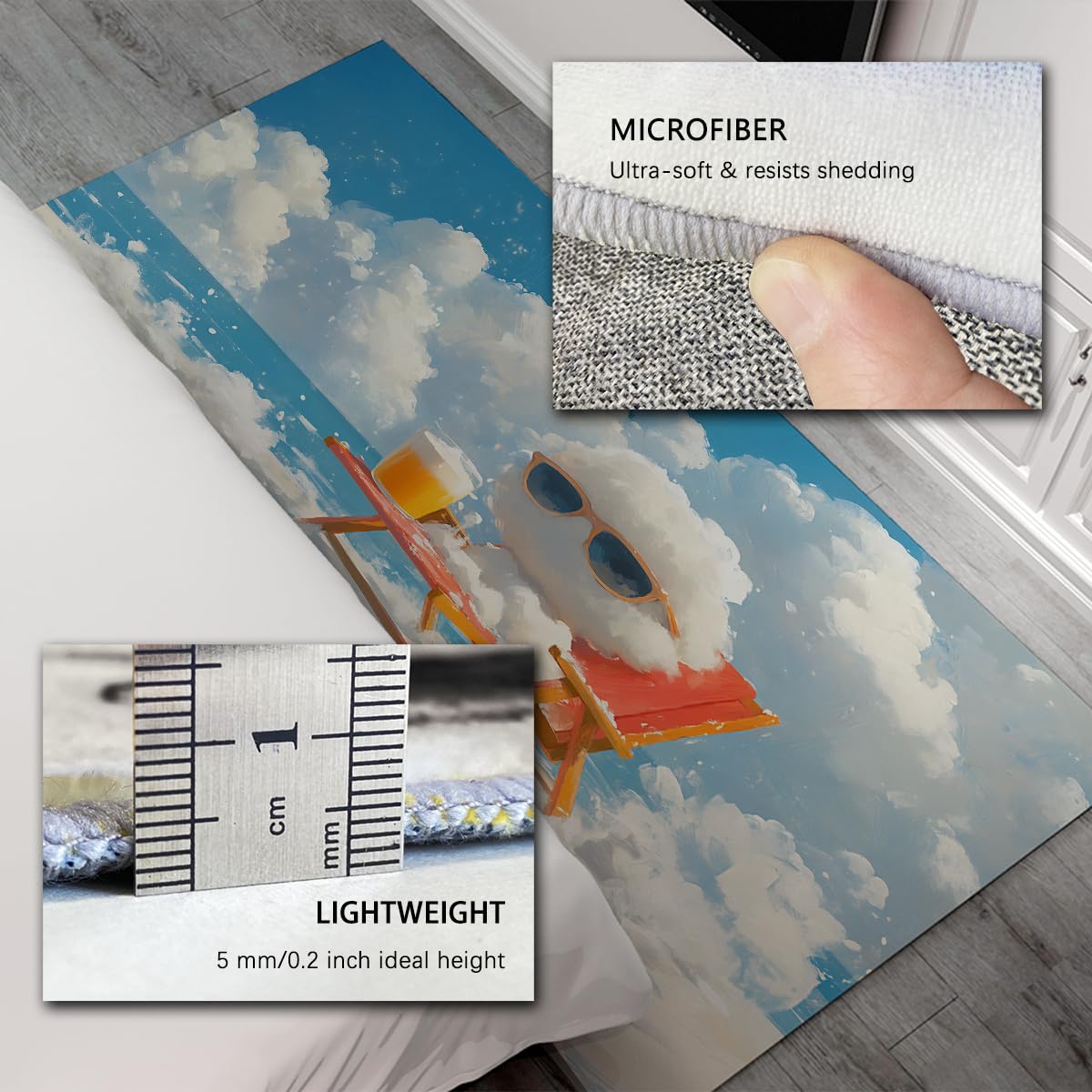 Großer Wohnzimmerteppich 160x230cm Niedliche Wolkenteppiche Weiche Maschinenwaschbar für Boho Bauernhaus Schlafzimmer rutschfest Neutral Morden Indoor für Home Office Orange Weiß