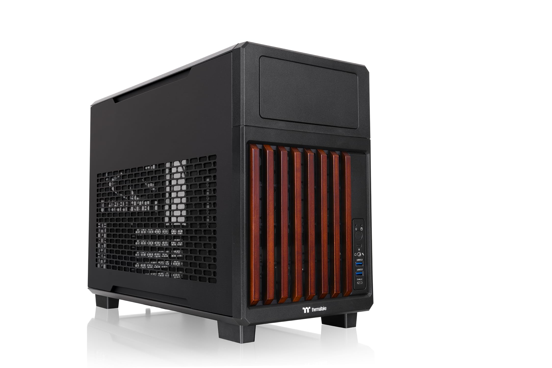 Thermaltake TR200 WS | Micro telaio | Micro‑ATX/Mini‑ITX | Supporto AIO da 360 mm | 7 × 120 mm | Drive Bay da 5,25" | USB‑C | nero