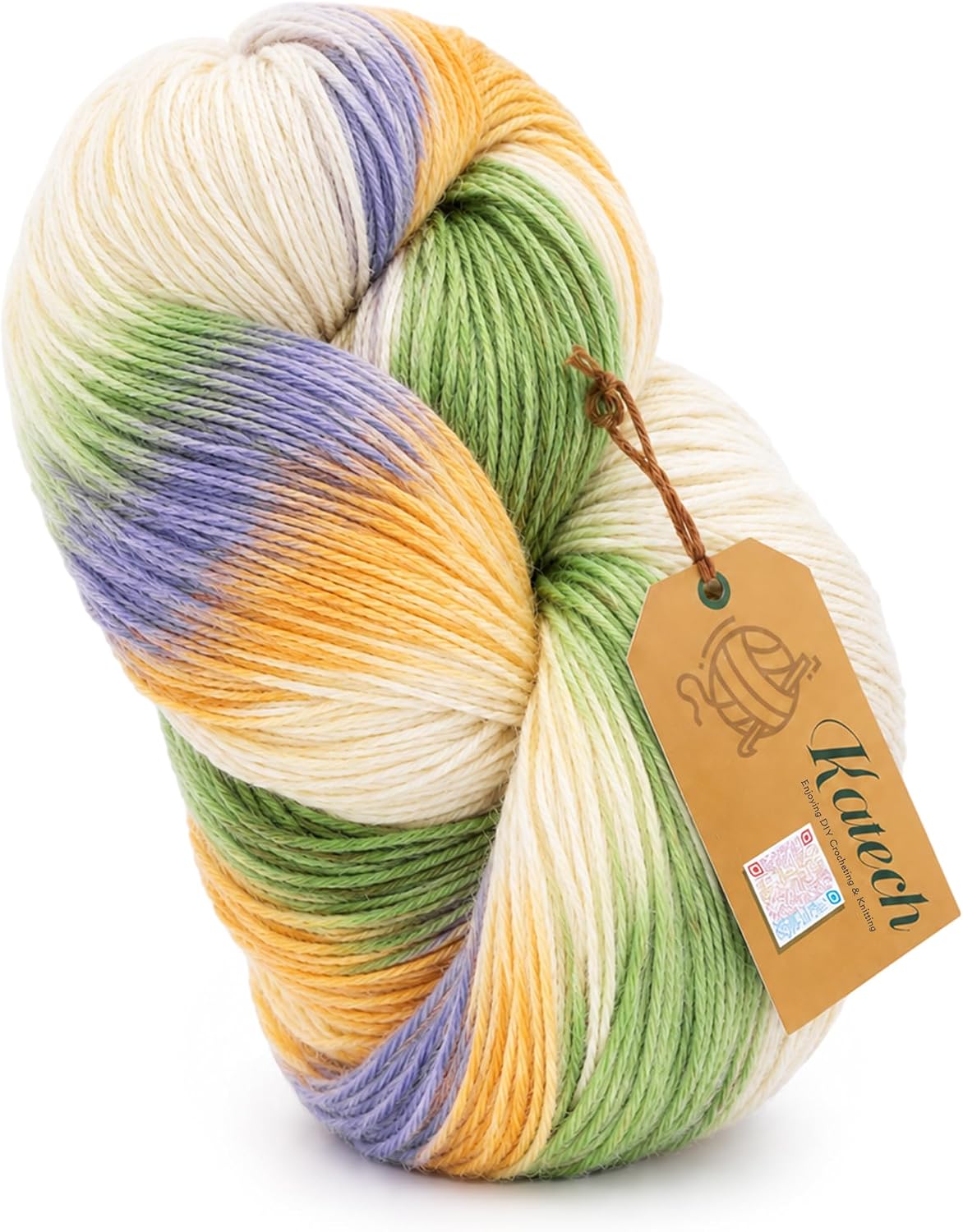 Katech Variegated Wool Yarn for Crocheting, Cashmere Sock Yarn-3 DK Weight