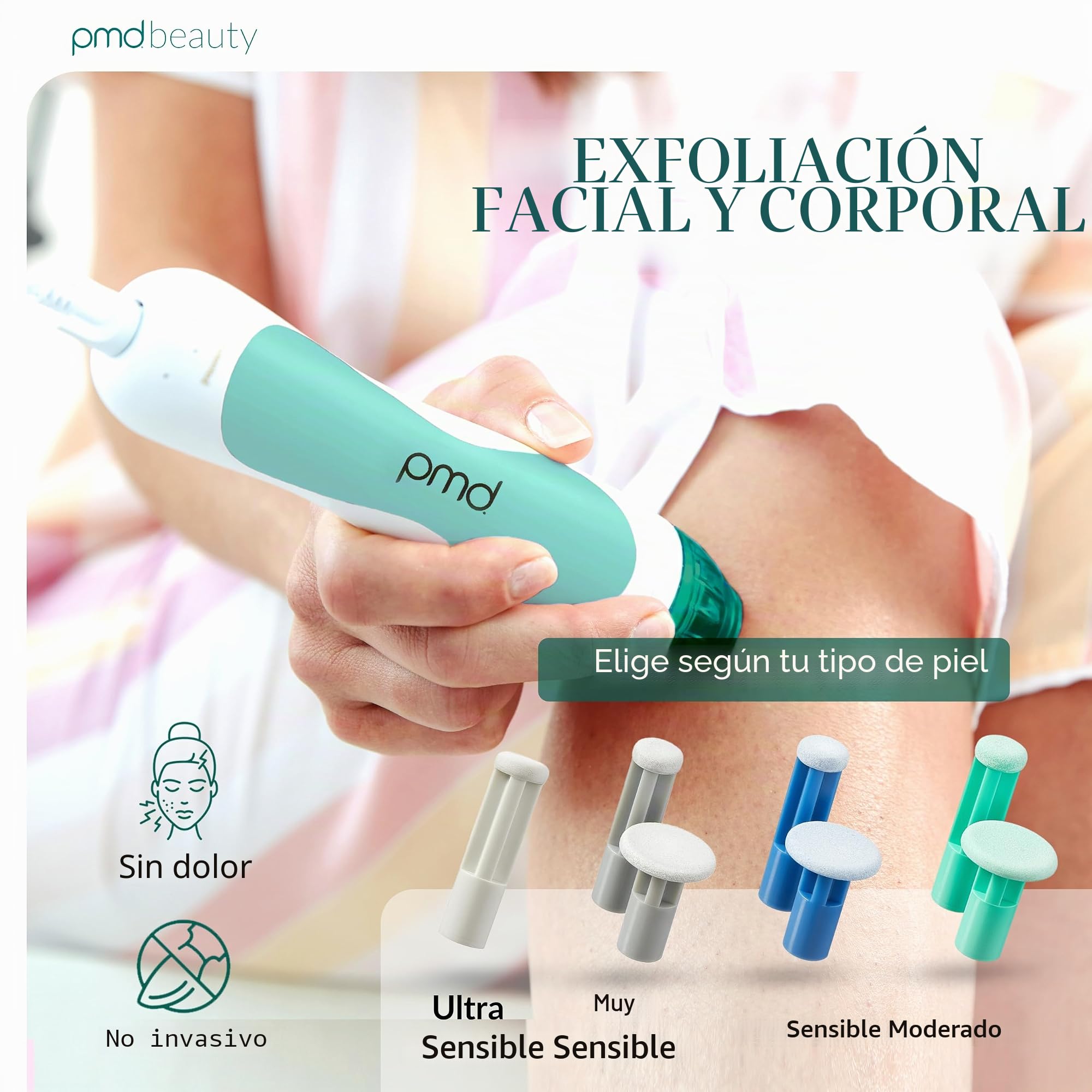 PMD Personal Microderm Classic - Máquina de microdermoabrasión en casa con kit para cara y cuerpo - Cristales exfoliantes y succión al vacío para piel fresca y radiante