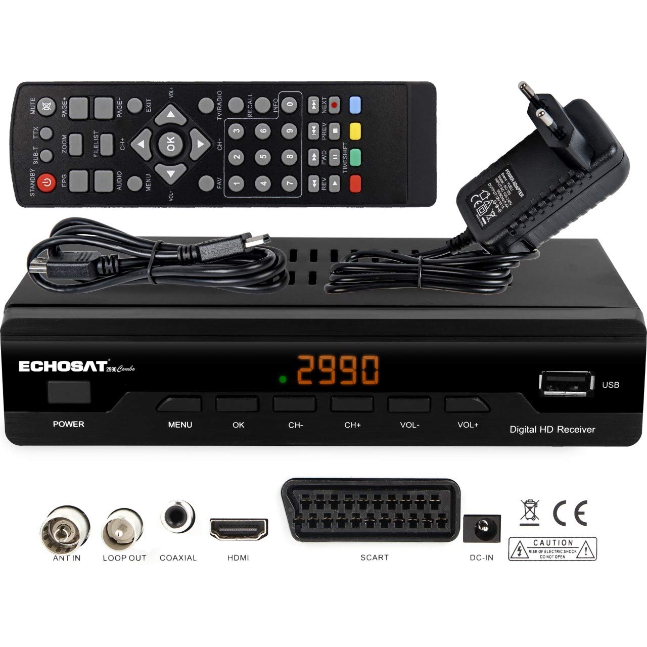 Cable Receptor Receptor de Cable para televisión Digital por Cable 2990 Combo DVB-C (HDTV, DVB-C / C2, DVB-T/T2, HDMI, SCART, USB 2.0, WiFi Opcional) + Cable HDMI image_3