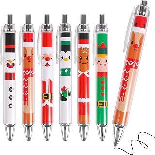 LOAVER 36 Pack Christmas Ballpoint Pen Bulk, Cute Santa Claus Snowman Cartoon Retractable Gel Ink Pen for Christmas Party Holiday Gifts Rewards Office Supplies Stocking Stuffers