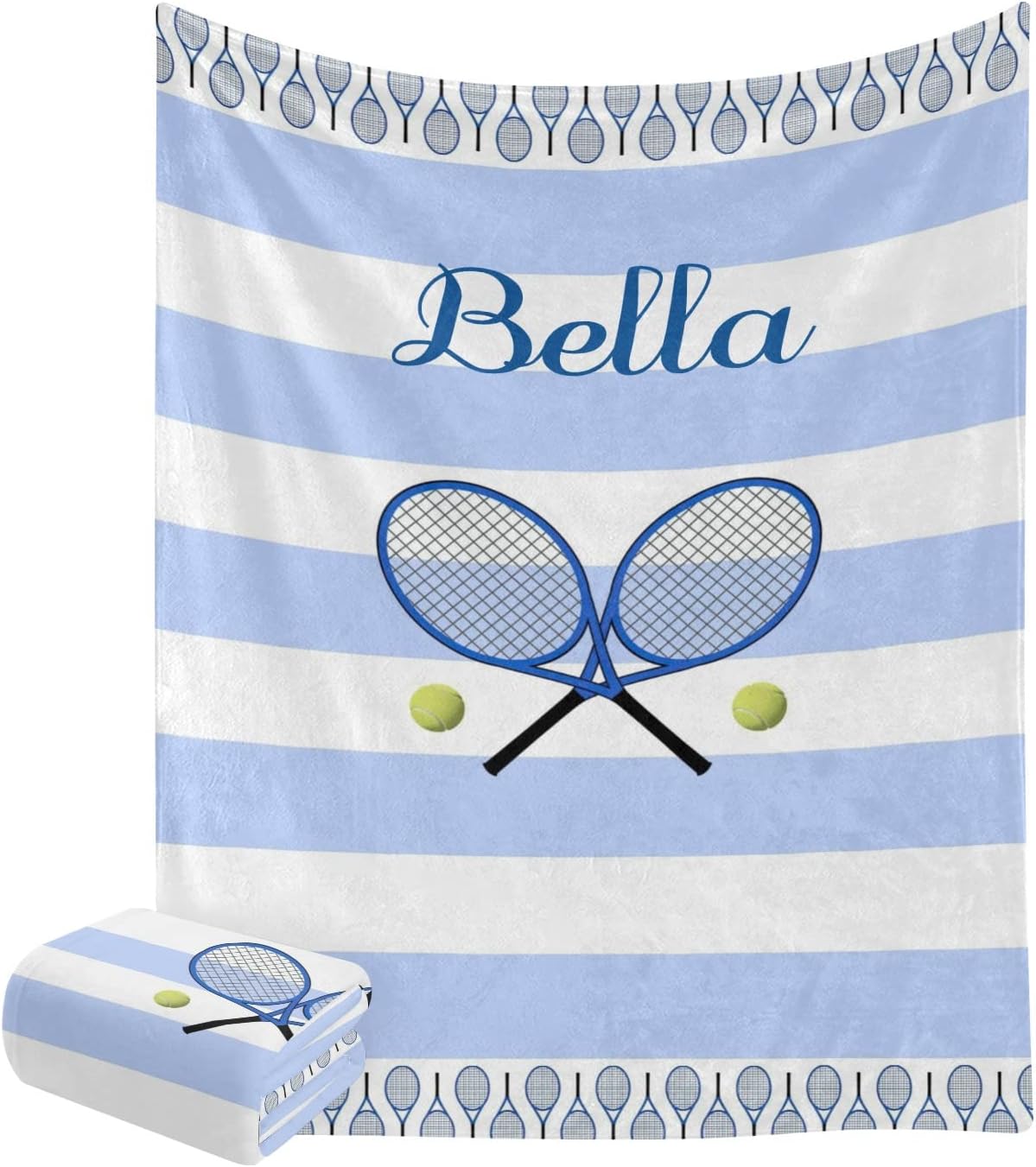 Pink Tennis Personalized Blankets Throw Bed Sofa Couch Blankets Traveling Camping Hiking Soft Cozy 50 x 60 Inch