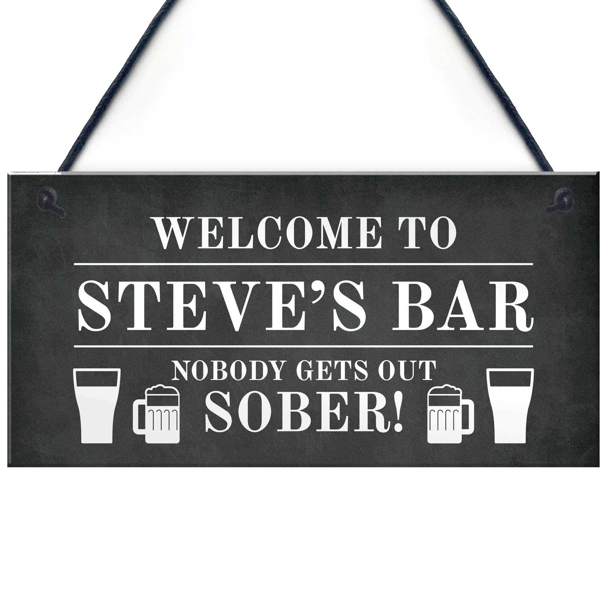 FUNNY PERSONALISED Bar Sign Home Pub Sign Man Cave Plaque Nobody Gets Out Sober
