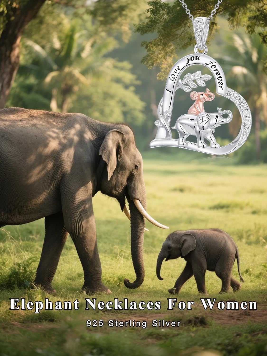 Animal Mother with cubs Pendant Necklace, 925 Sterling Silver I Love You Forever Mother Daughter Necklace, Birthday Christmas Mother's Day Animal Jewelry Gifts - Image 4