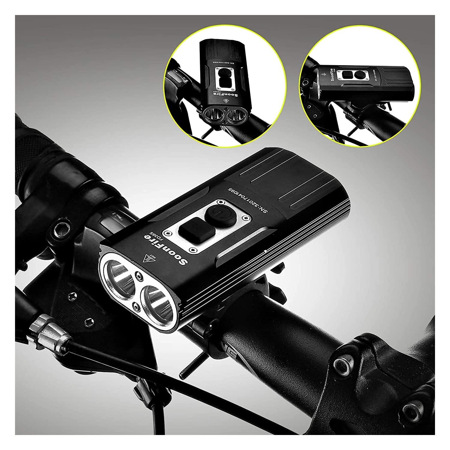 Farderos de Bicicletas Recargables USB FD38S, Dos lúmenes XM-L2 LED 1870, luz de Bicicleta súper Brillante Impermeable, ensamblaje Simple y desmontaje
