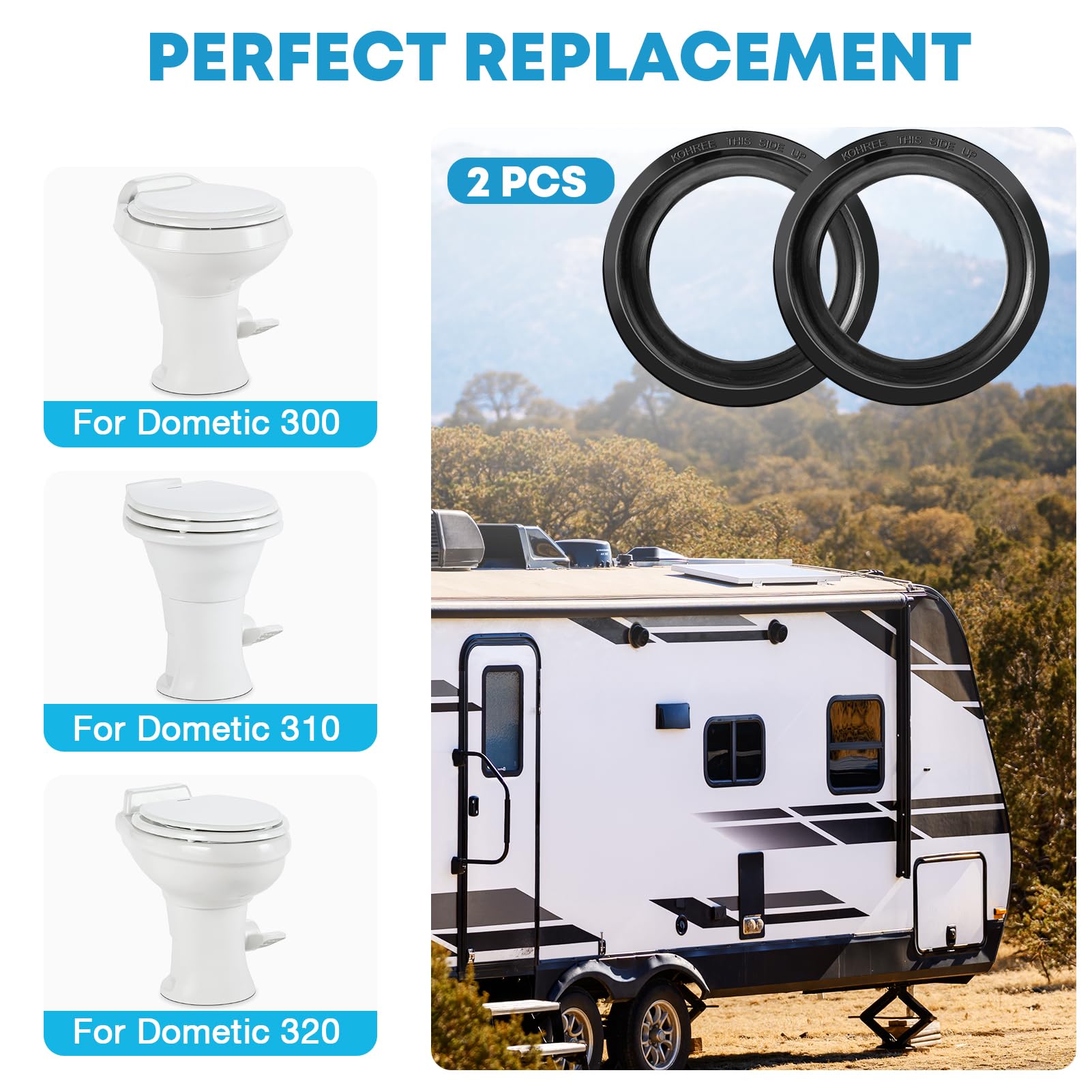 2pcs RV Toilet Seal Replacement Gaskets - Compatible With Domestic 300, 310, 320 Models (Part #385311658) - View #11