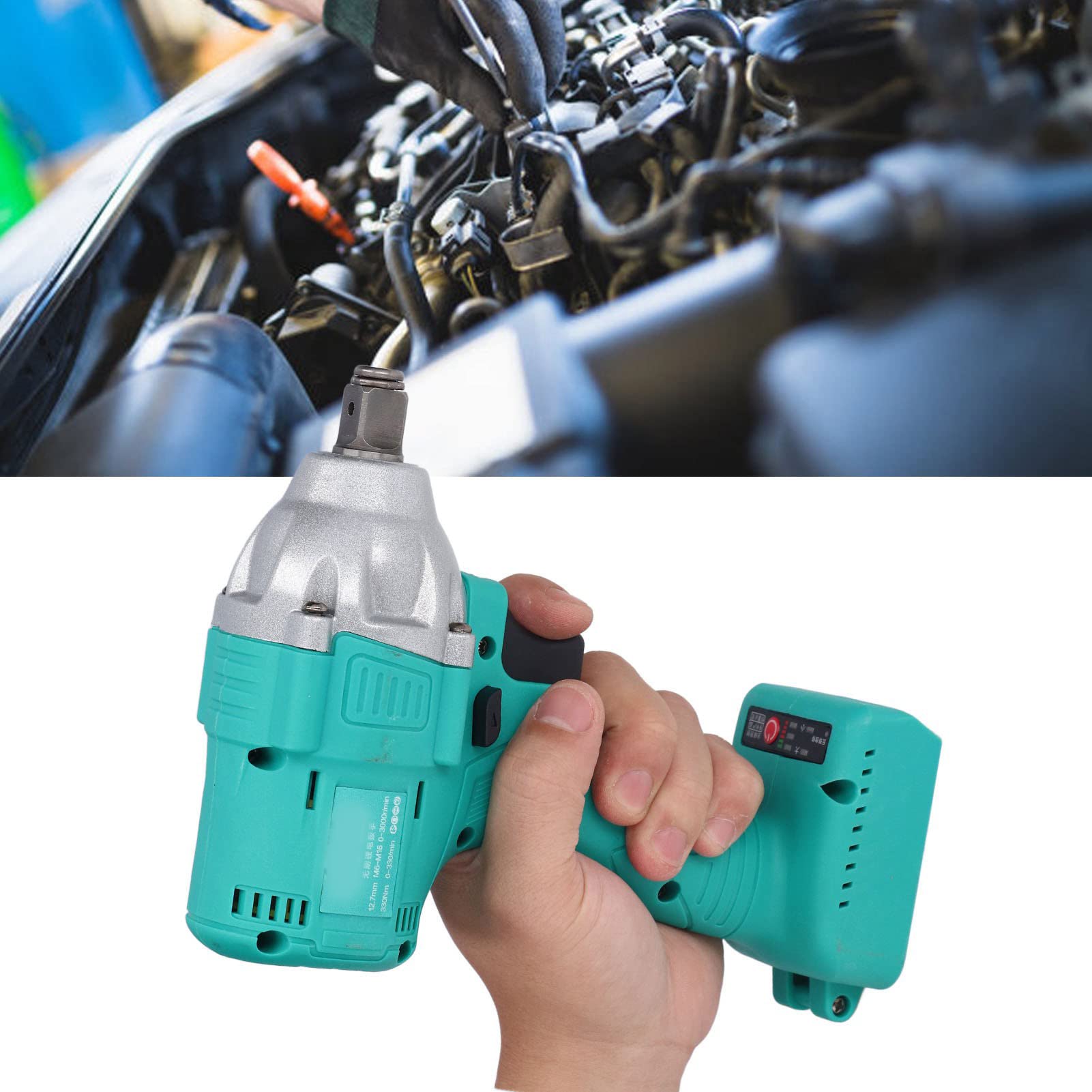 Llave de impacto eléctrica, inalámbrica, sin escobillas, carga de litio, kit de herramientas eléctricas profesionales, mandril de 1/2 pulgada para sitios de construcción,