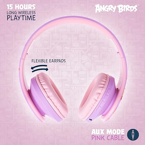 Miniatura 6 de PowerLocus Auriculares para niños edición Angry Birds auriculares inalámbricos para niños volumen limitado de 85 dB auriculares Bluetooth plegables
