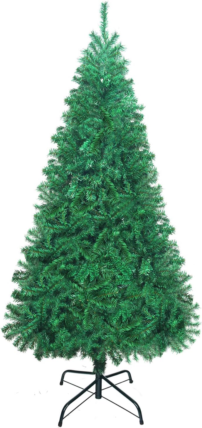 UHINOOS Hinged Artificial Christmas Tree,Unlit Xmas Decoration Tree with Foldable Solid Metal Stand-Green (4FT)