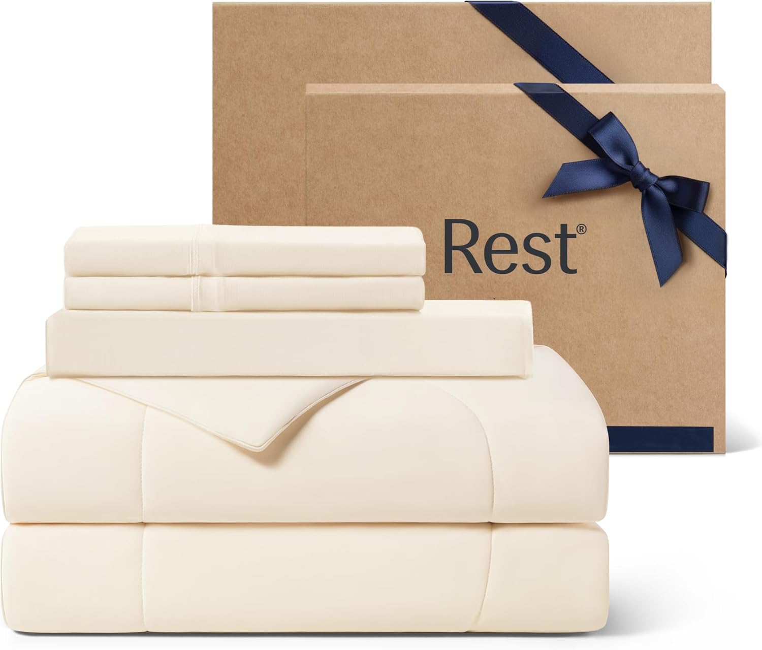 Rest Evercool+ Cooling Comforter Set, Cali King Snow Ivory, 4pc