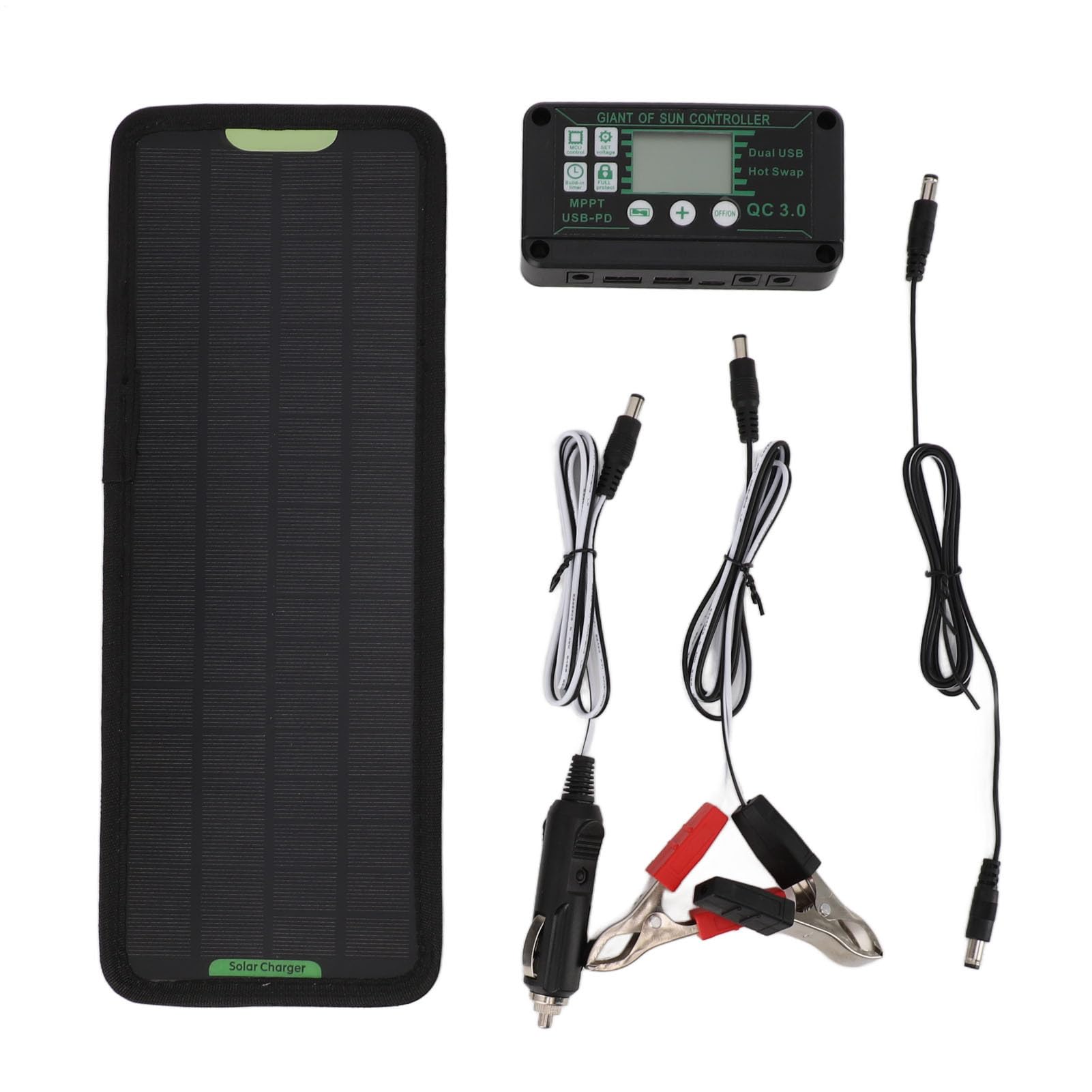 Caricatore solare di manutenzione portatile per auto: dimensioni 32 x 12