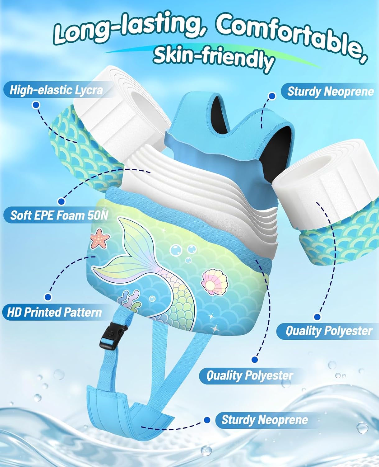HeySplash Toddler Swim Vest, Infant Floaties Fit 13-20-33 Lbs, Puddle Kids Jumper with Crotch Strap & Safety Buckle, Baby Pool Float Jacket Arm Floaties Floatie Water Wing, Boat Swim Trainer Aid 1-3