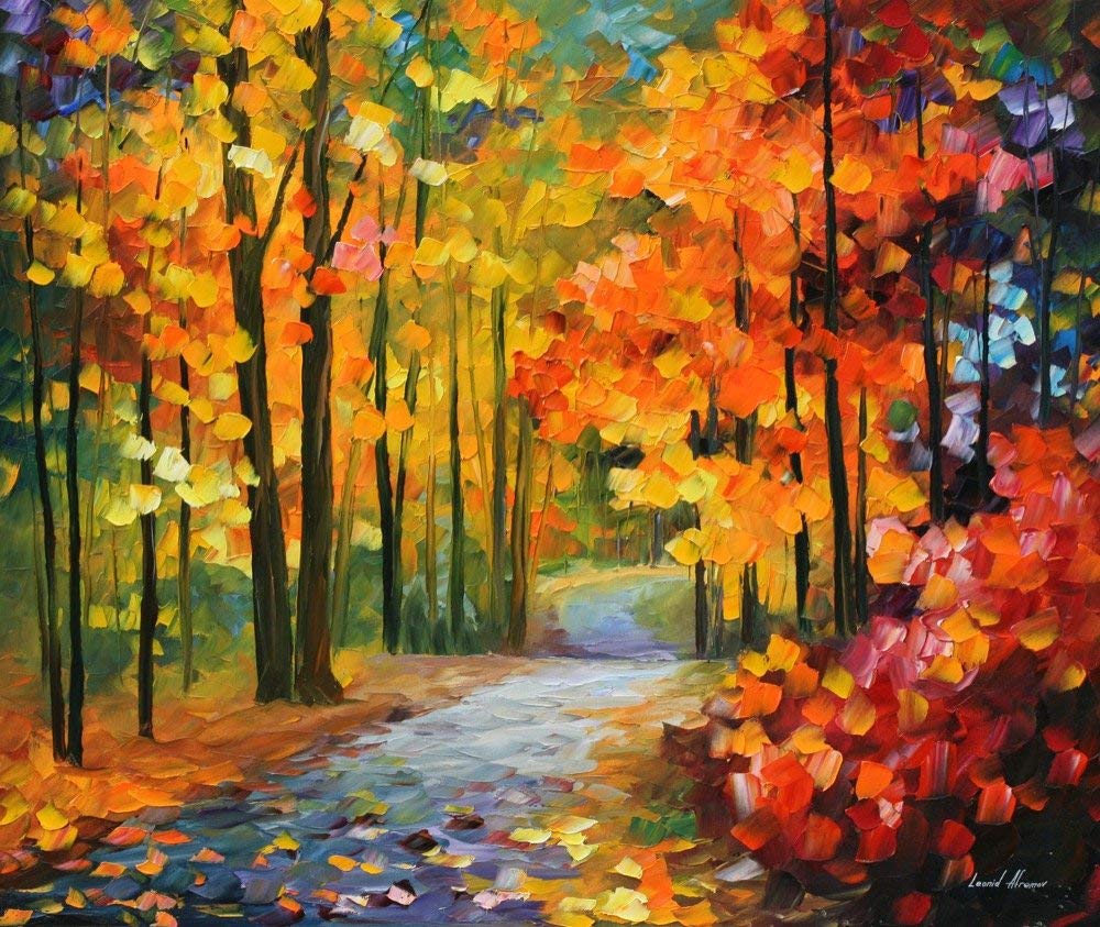 Limited Edition Modern Wall Art Decor Print On Canvas By Leonid Afremov - Red Fall