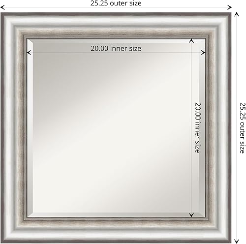 Miniatura 8 de Amanti Art Espejo de pared, espejo de marco plateado para decoración de pared o para usar como espejo de baño para sobre el fregadero (29.25 x 23.25