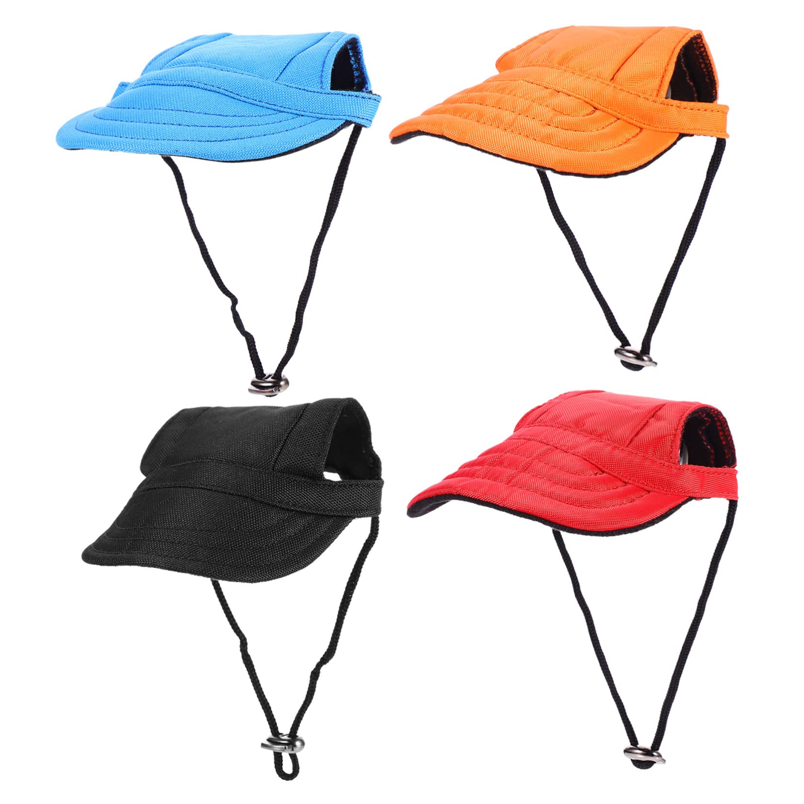 COLLBATH 4Pcs Puppy Baseball Caps with Ear Holes Sun Protection Visor Hats for Dogs Lightweight and Breathable Cloth Material Stylish Outdoor Dog Caps