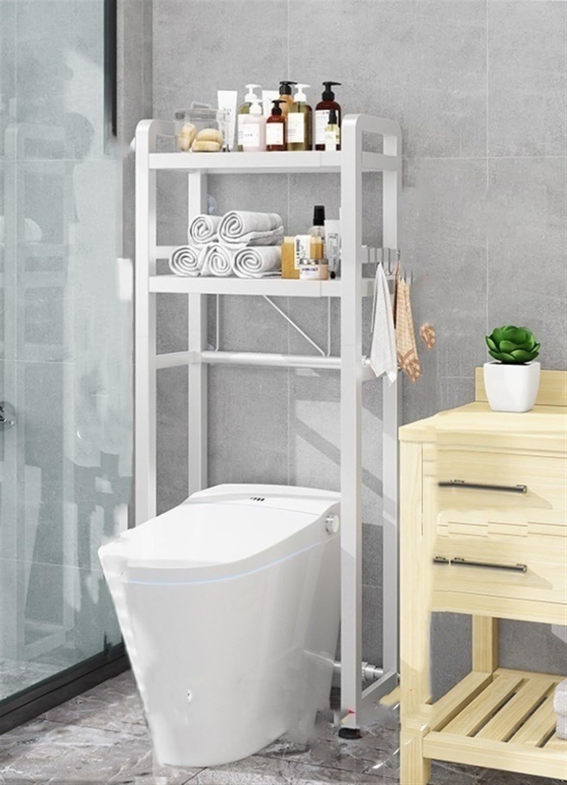 Support de rangement pour machine à laver et sécheuse avec étagères en métal pour petite buanderie