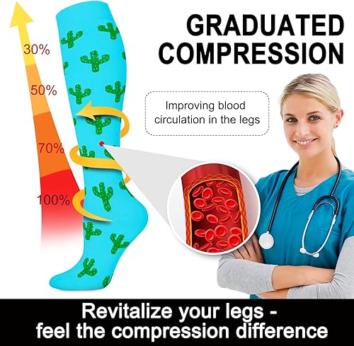 Miniatura 5 de Aoliks Calcetines de compresión médica para mujeres y hombres, calcetines de apoyo hasta la rodilla para correr, enfermeras, viajes